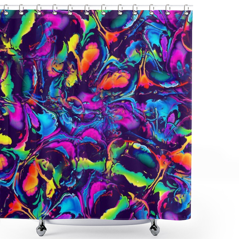 Personality  Vivid Vibrant Blob Shapes Glitch Seamless Pattern Shower Curtains