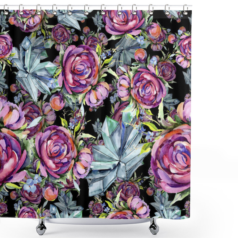 Personality  Watercolor Bouquet Pink Peony Flowes. Floral Botanical Flower.Seamless Background Pattern. Shower Curtains