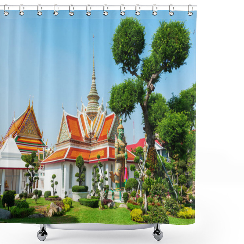 Personality  Small Building Nearby The Famous Wat Arun Temple In Bangkok, Thailand Shower Curtains