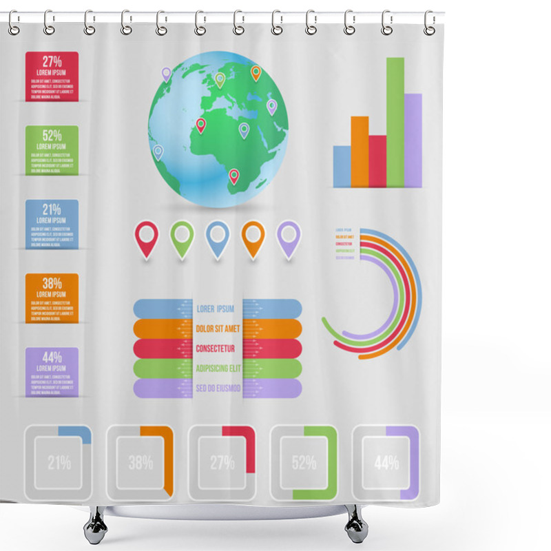 Personality  Business Infographic Elements Vector Illustration Shower Curtains