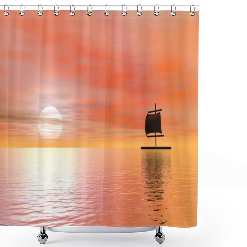 Personality  Raft By Sunset Shower Curtains