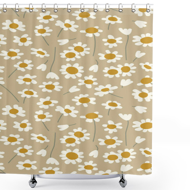 Personality  A Bouquet Of Minimalistic Daisies. Wildflowers. Summer Meadow Plants. In Style Mid Century Shower Curtains