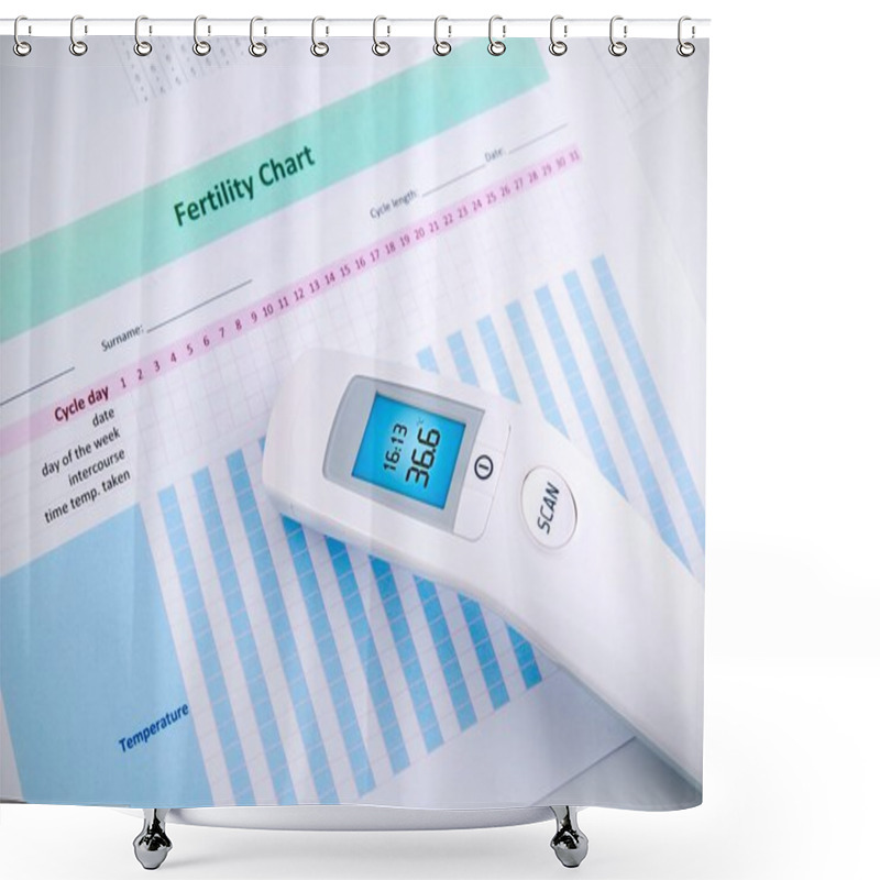 Personality  Contactless Thermometer On Fertility Chart Background Shower Curtains