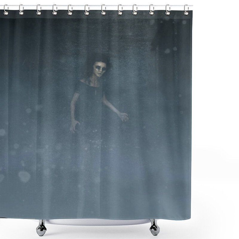 Personality  Ghost Woman In Creepy Mask As She Have To Hiding Her Face,3d Illustration Shower Curtains