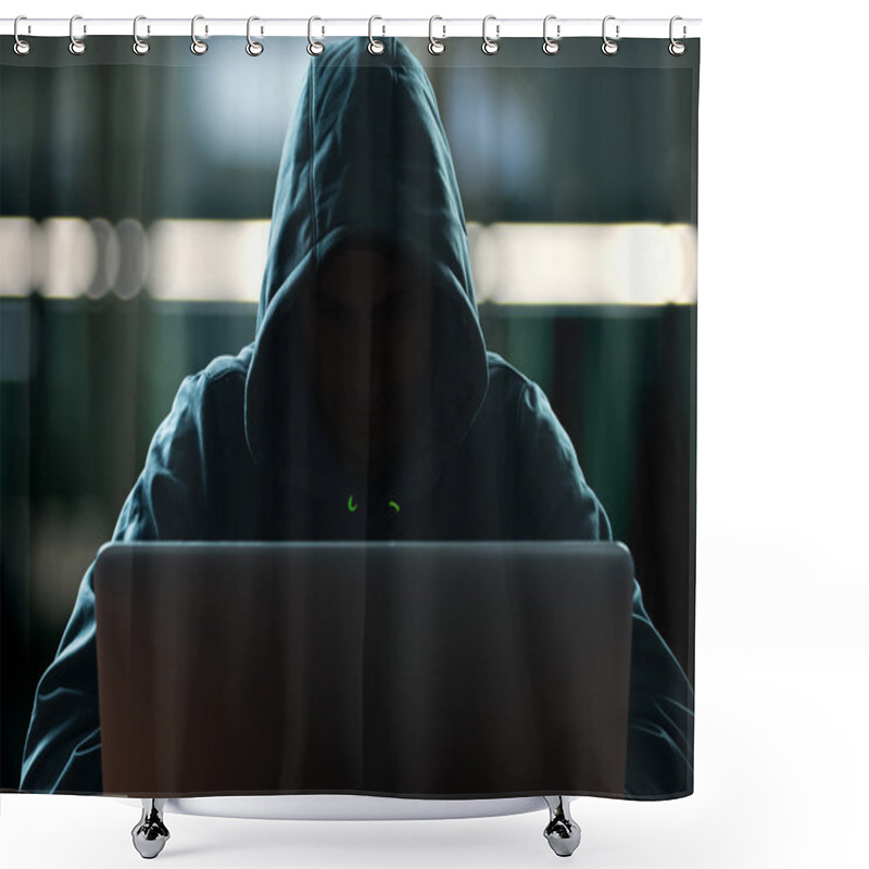 Personality  Hacker In Front Of His Computer Shower Curtains