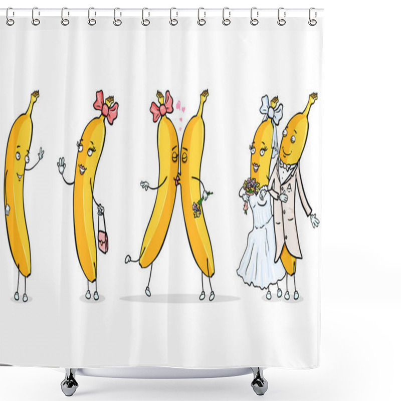 Personality  Set Of Cartoon Banana Characters, Vector Illustration Shower Curtains