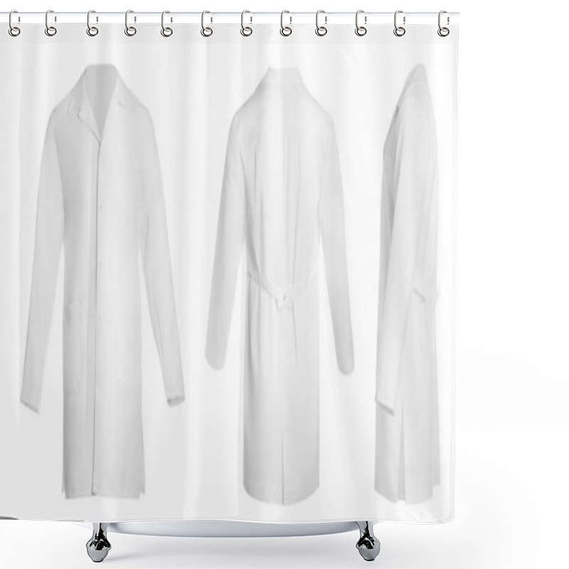 Personality  Medical Uniform Isolated On White, Collage With Back, Side And Front Views Shower Curtains