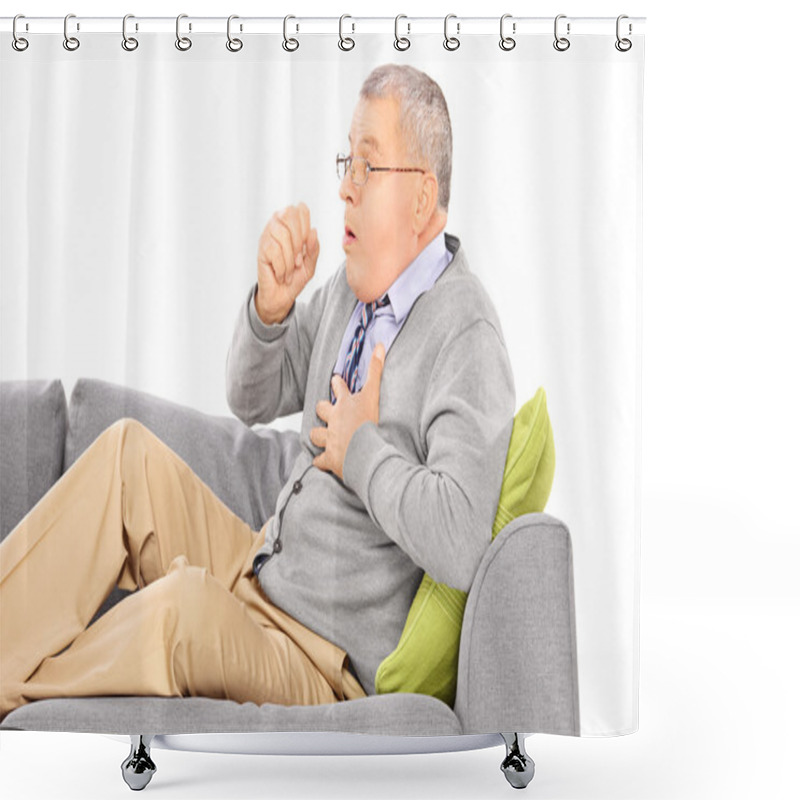 Personality  Man Seated On Sofa Coughing Shower Curtains