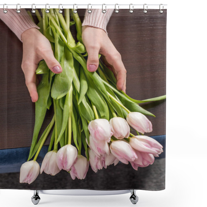 Personality  Woman With Fresh Flowers Shower Curtains