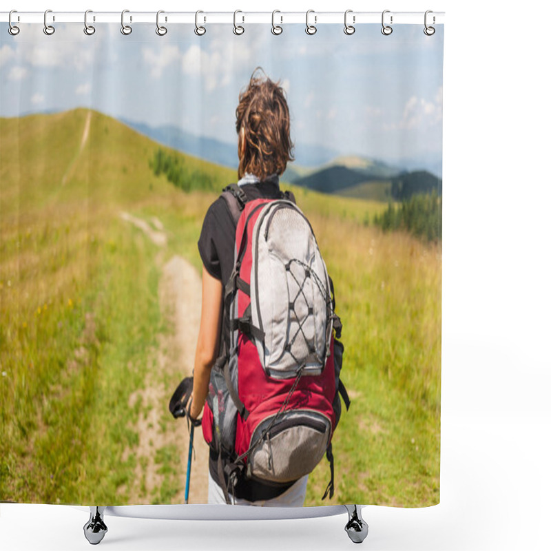 Personality  Hiker Girl Shower Curtains