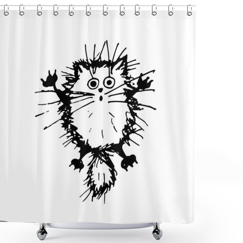 Personality  Funny Fluffy Cat, Sketch For Your Design Shower Curtains