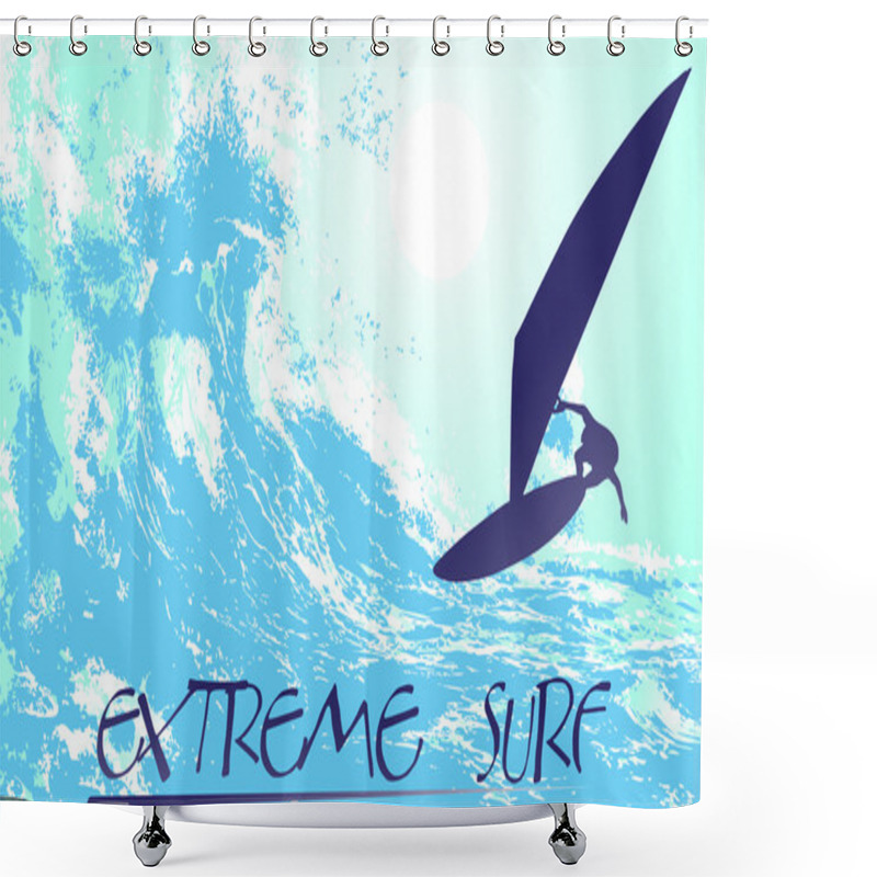 Personality  Abstract Silhouette Of A Surfer In The Ocean Shower Curtains