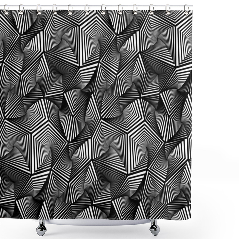 Personality  Abstract Geometric Triangular Vector Seamless Pattern Shower Curtains