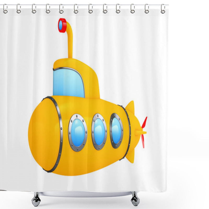 Personality  Toy Cartoon Styled Submarine. 3d Rendering Shower Curtains