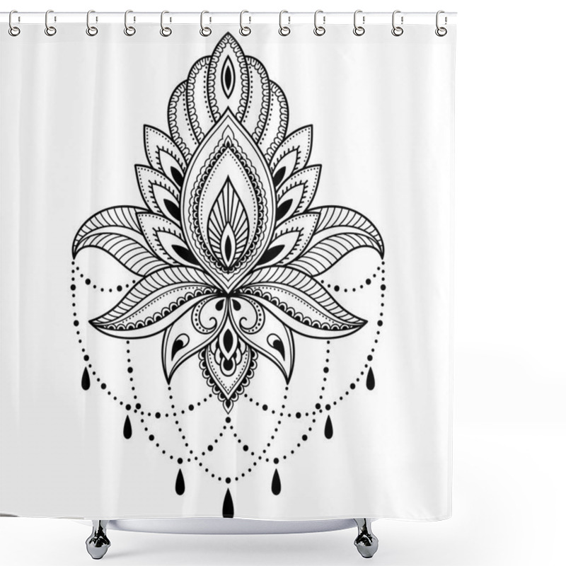 Personality  Henna Tattoo Flower Template In Indian Style. Ethnic Floral Paisley - Lotus. Mehndi Style. Shower Curtains