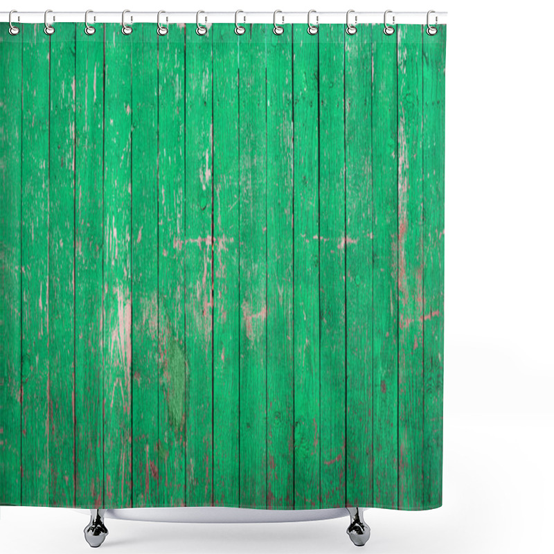 Personality  Green Wooden Fence. Texture. Shower Curtains