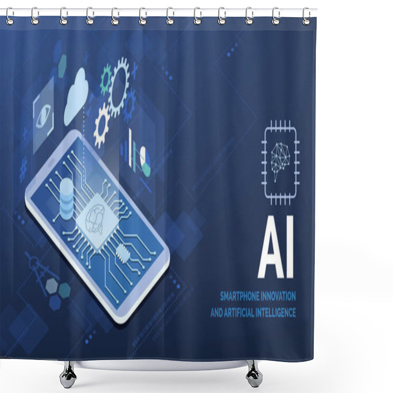 Personality  Smartphones And AI: Innovative Smartphone With Futuristic Artificial Intelligence Processor And Augmented Reality App Shower Curtains