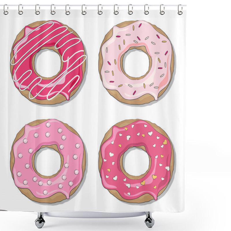 Personality  Four Ring Valentine Donuts Shower Curtains