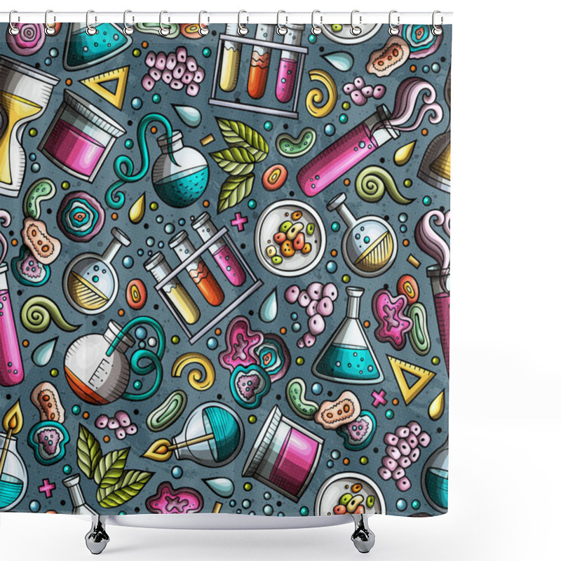 Personality  Cartoon Cute Hand Drawn Science Seamless Pattern Shower Curtains