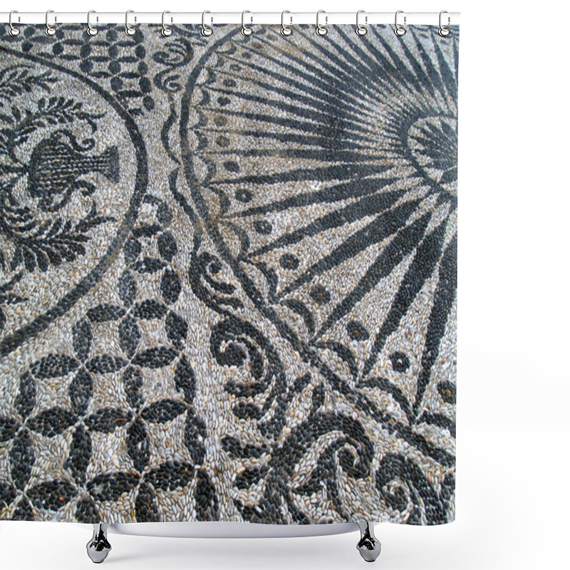 Personality  The Mosaics With Black And White Pebbles Shower Curtains