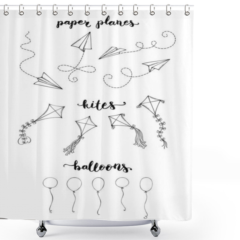 Personality  Paper Planes, Kites And Balloons. Shower Curtains