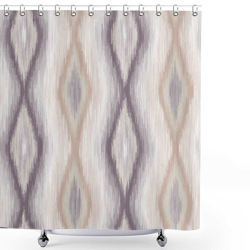 Personality  Vertical Diamond Ethnic Ikat Design In Natural Terra Cotta Desert Earth Camouflage Colors.  Gradient, Ombre, Blurry, Soft.  Great For Home Decor, Fashion, Stationary.  Generative Art. Shower Curtains