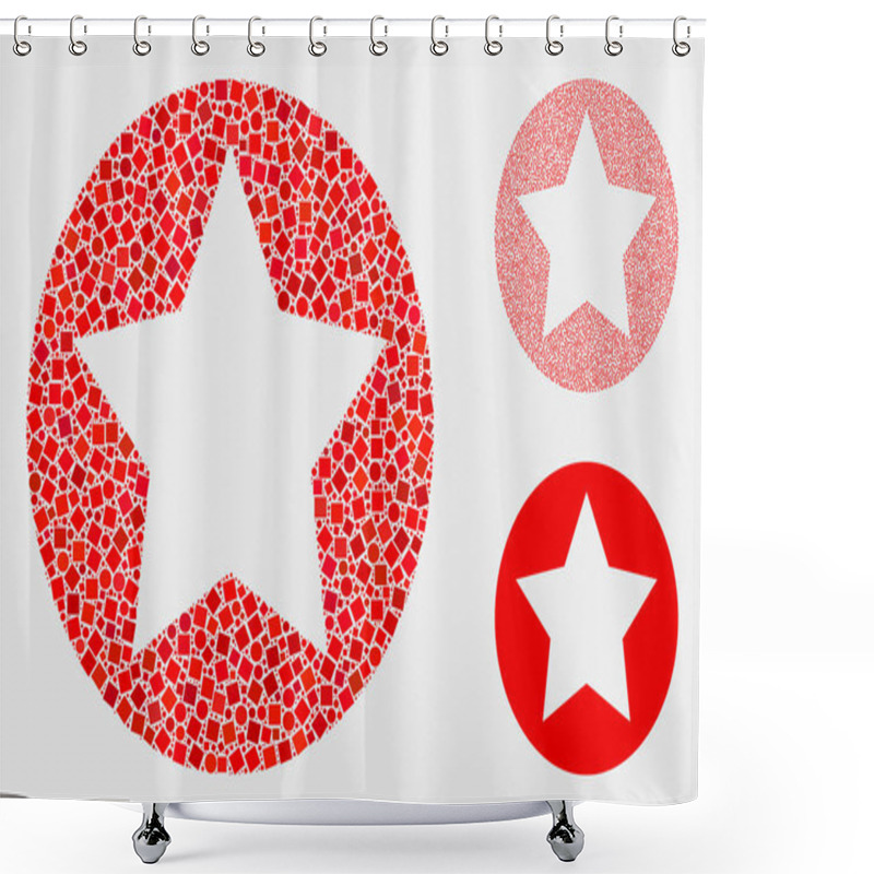 Personality  Rounded Star Icon Collages Of Squares And Circles Shower Curtains