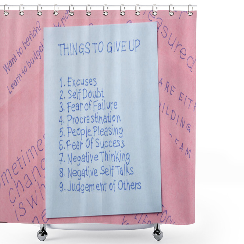 Personality  Sticky Note With Text Things To Give Up Shower Curtains