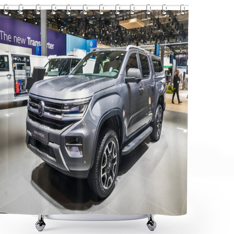 Personality  Volkswagen Amarok Pick-up Truck At The Hannover IAA Transportation Motor Show. Germany - September 16, 2024 Shower Curtains