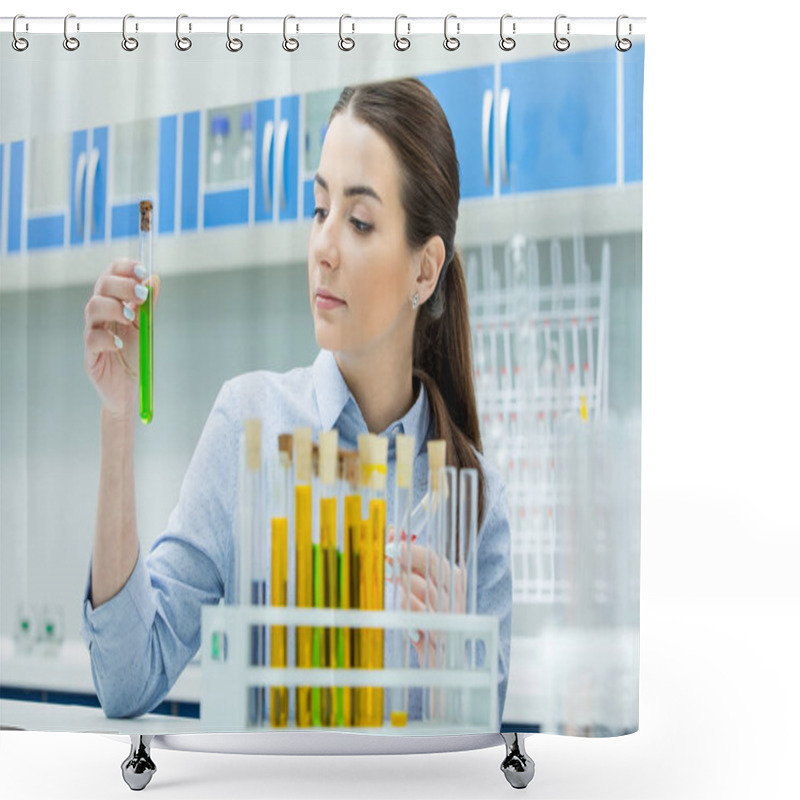 Personality  Female Scientist In Lab Shower Curtains