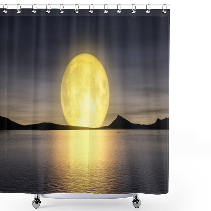 Personality  Moon Rising Over The Sea Shower Curtains