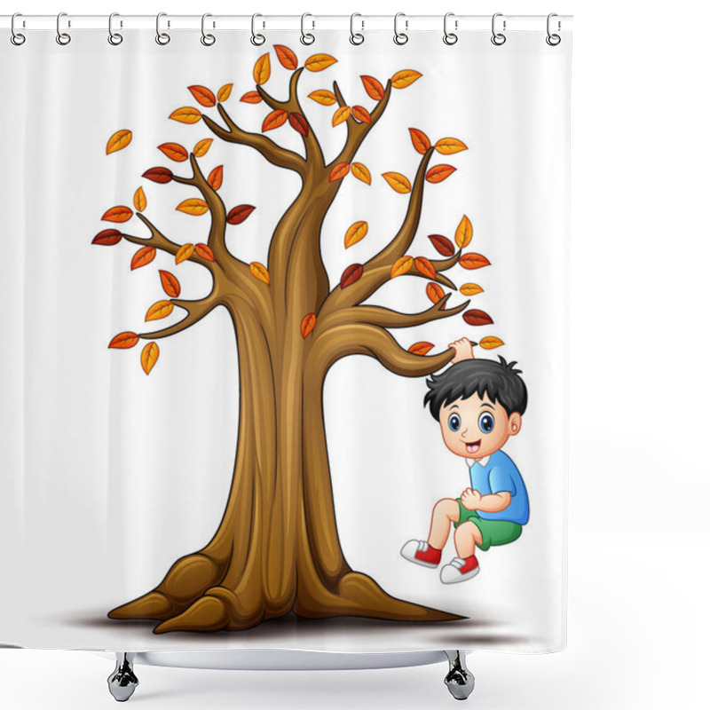 Personality  Kids Playing With Autumn Tree Shower Curtains