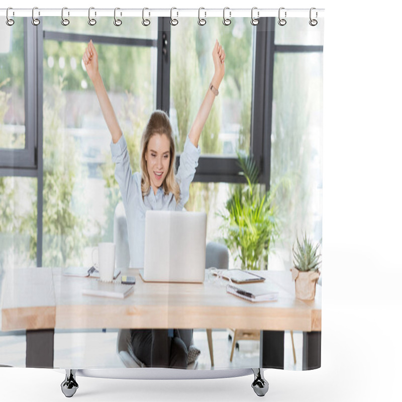 Personality  Businesswoman Working In Office Shower Curtains