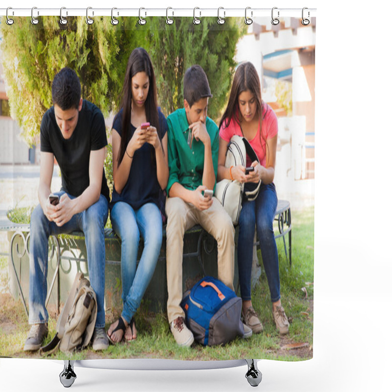 Personality  Teens Busy With Cell Phones Shower Curtains