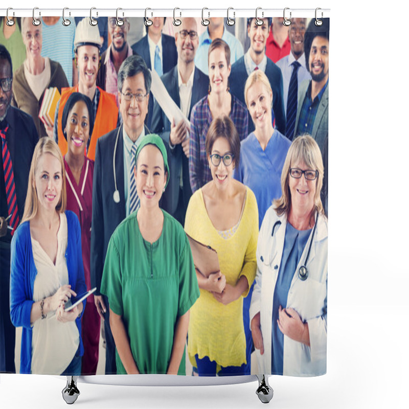 Personality  Group Of Diverse People With Different Occupations Concept Shower Curtains