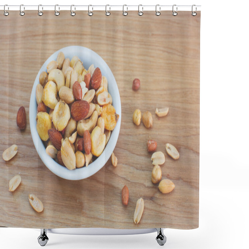 Personality  Mixed Nuts In Small Bowl Shower Curtains