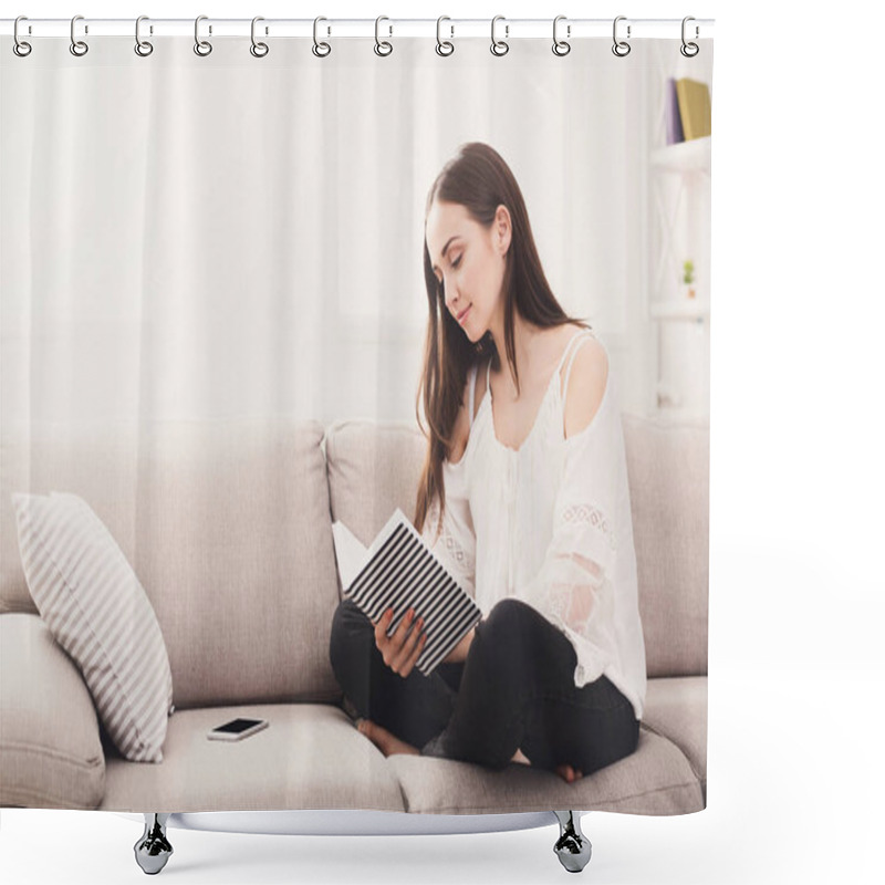 Personality  Young Woman Reading Her Notes Shower Curtains