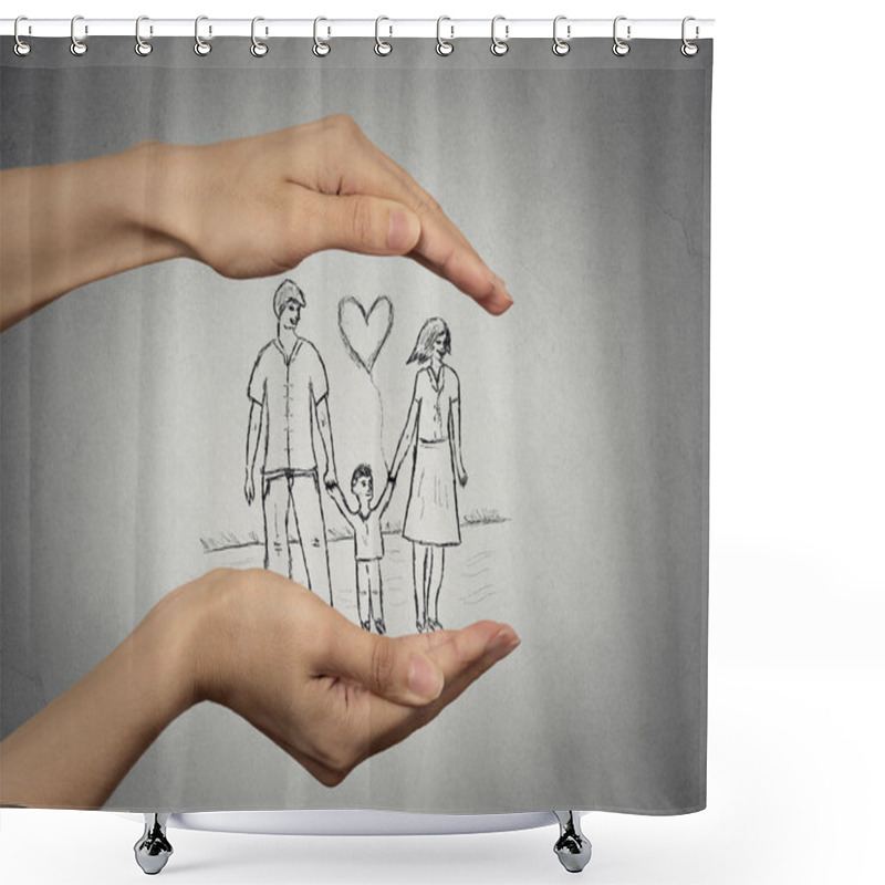 Personality  Woman's Hands Protecting Happy Family Shower Curtains