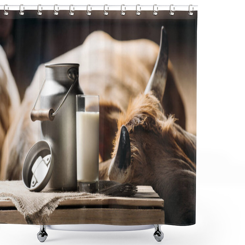 Personality  Cow And Milk In Glass Shower Curtains