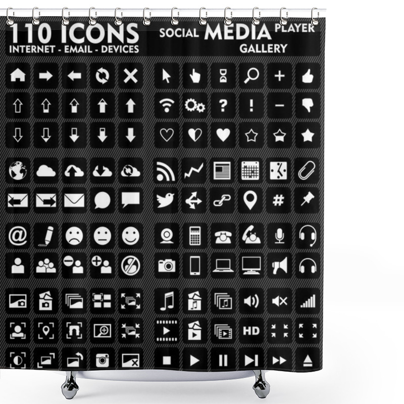 Personality  Internet & Social Media - 110 Icons Set Shower Curtains