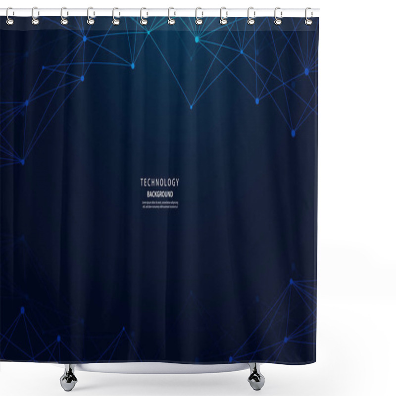 Personality  Blue Technology Background Images Related To The Network. Communication Geometrics Shower Curtains