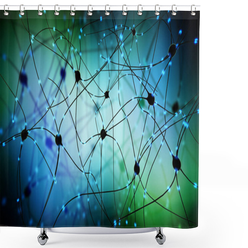 Personality  3d Illustration Of Transmitting Synapse,neuron Or Nerve Cell Shower Curtains