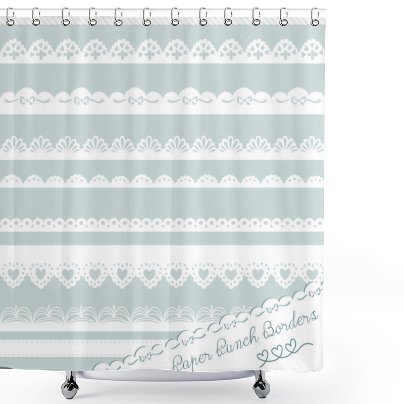 Personality  Set Of Hand-drawn Lace Paper Punch Borders Shower Curtains