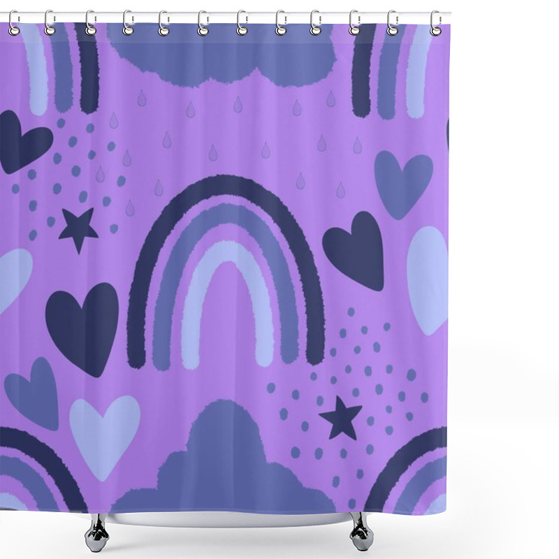 Personality  Watercolor Rainbow Seamless Love Pattern For Wrapping Paper And Fabrics And Linens And Kids Clothes Print And Winter Accessories And Festive Packaging. High Quality Illustration Shower Curtains