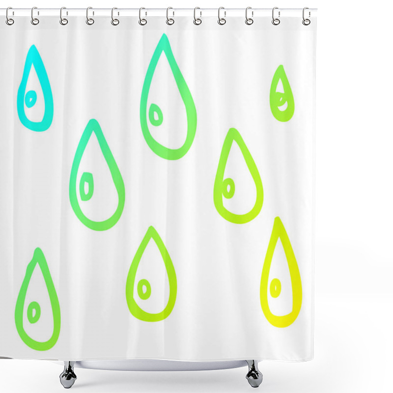 Personality  Cold Gradient Line Drawing Cartoon Raindrops Shower Curtains