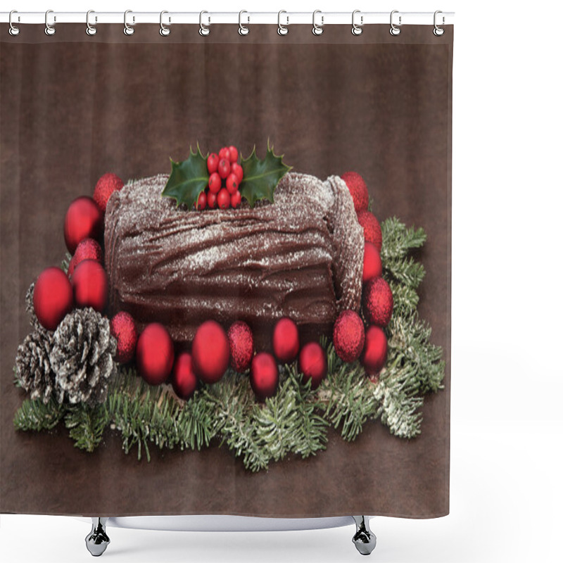 Personality  Chocolate Yule Log Shower Curtains