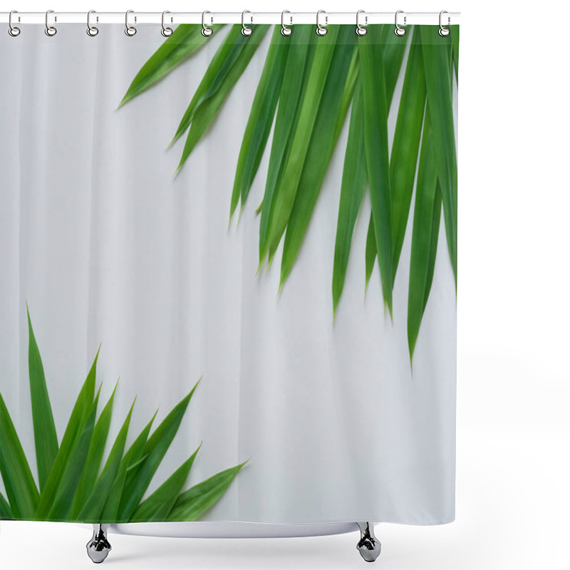 Personality  Beautiful Leaf Background With White Paper A Refreshing And Serene Combination Shower Curtains