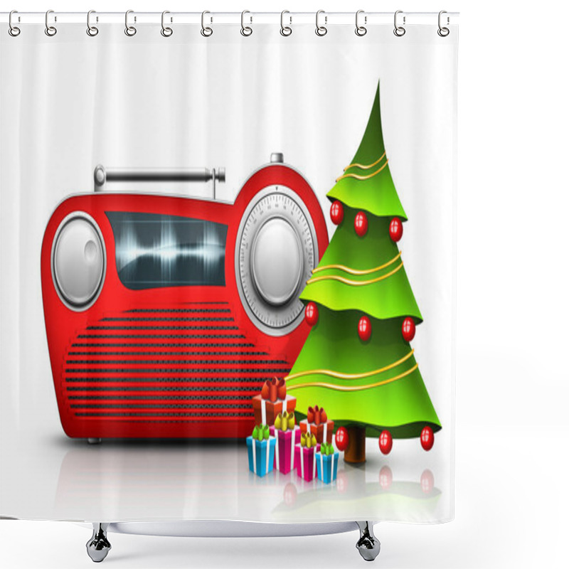 Personality  Christmas Radio Shower Curtains