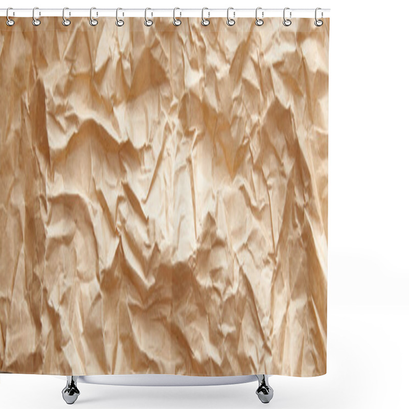 Personality  Top View Of Empty Crumpled Craft Paper Texture, Panoramic Shot Shower Curtains