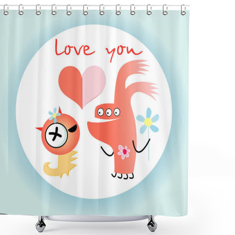 Personality  Love Monsters Shower Curtains